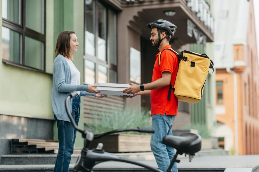 Service in city and modern food delivery